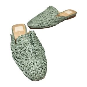 Dolce Vita Diya Raffia Mules Slides Womens 6 Sage Green Sandals Flats Casual